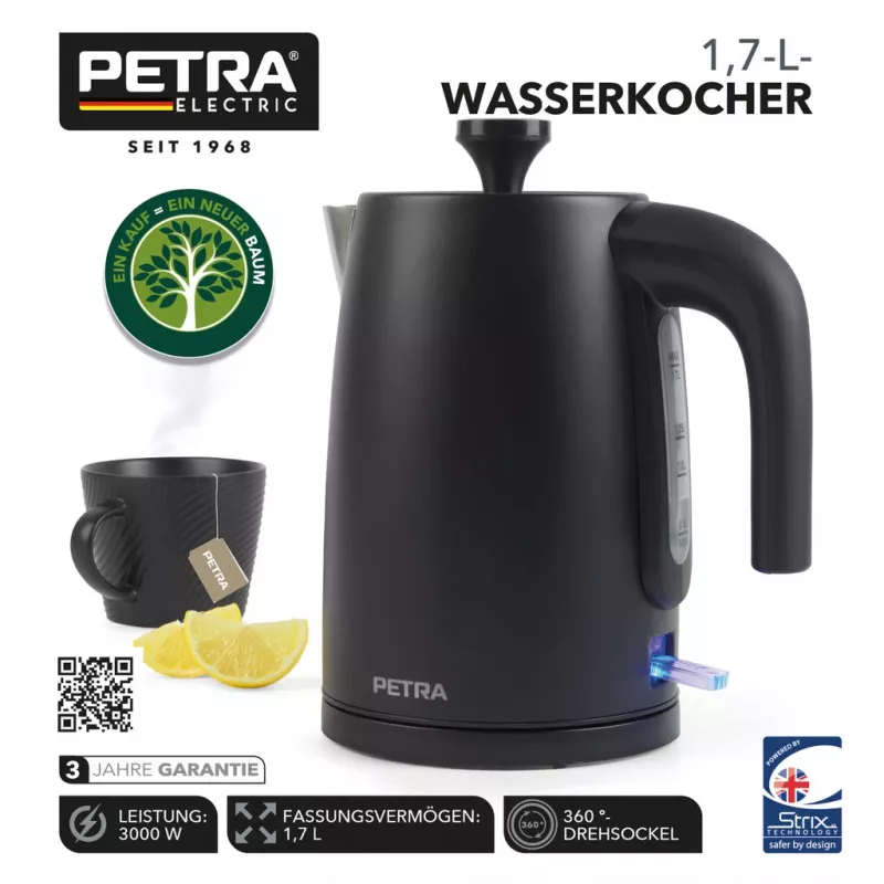 Elektriskā tējkanna Petra 1,7L 3KW matēti melna
