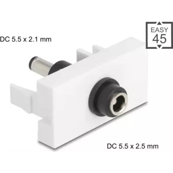 Savienotājs DELOCK Easy 45 modulis DC 5.5×2.5 mm uz DC 5.5×2.1 mm, modelis 90864