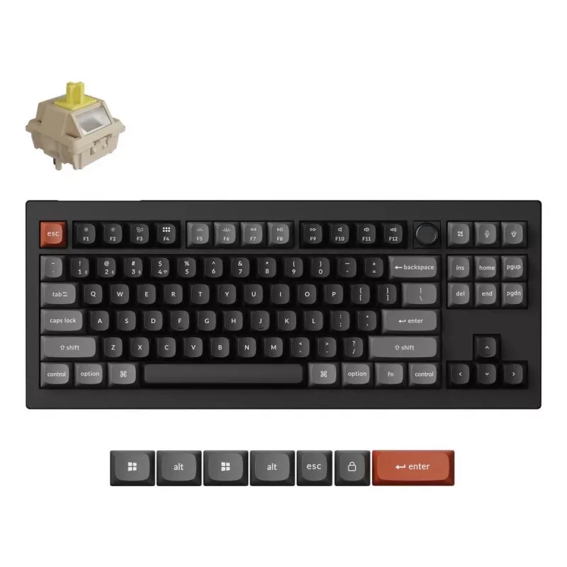 Mehāniskā tastatūra Keychron V3 Ultra 8K — Vadu un Bluetooth, QWERTY izkārtojums, RGB LED, Melna