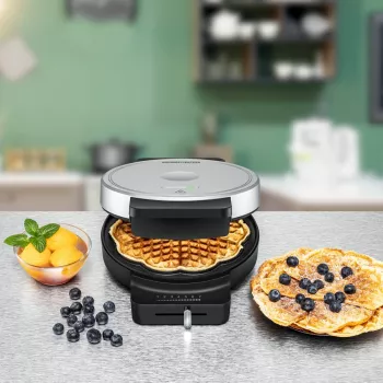 ROMMELSBACHER WA 850, 1 vafele(-s), Apaļa, Sirds (forma), Melns, Sudraba, 17,5 cm, Plastmasa, 850 W