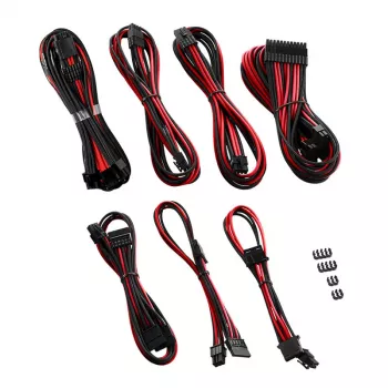 CableMod C-Series PRO RM Melns Label barošanas kabeļu komplekts CM‑PCSR‑16P3KIT‑NKKR‑R — melns un sarkans pīts PSU kabeļu komplekts