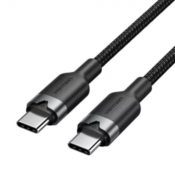 USB-C uz USB-C datu un uzlādes kabelis Vention TRDBH, 2 m, USB 2.0, 60 W PD, 3 A, 480 Mbit/s, melns