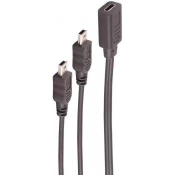 USB kabelis ShiverPeaks BS13-20022 0,3 m USB C Mini-USB B Melns
