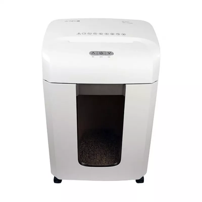 Papīra smalcinātājs Olympia MC 615.2 — Mikrošķērsgriezums P-5, 22 cm padeve, 15 lapu ietilpība, 65 dB, balts