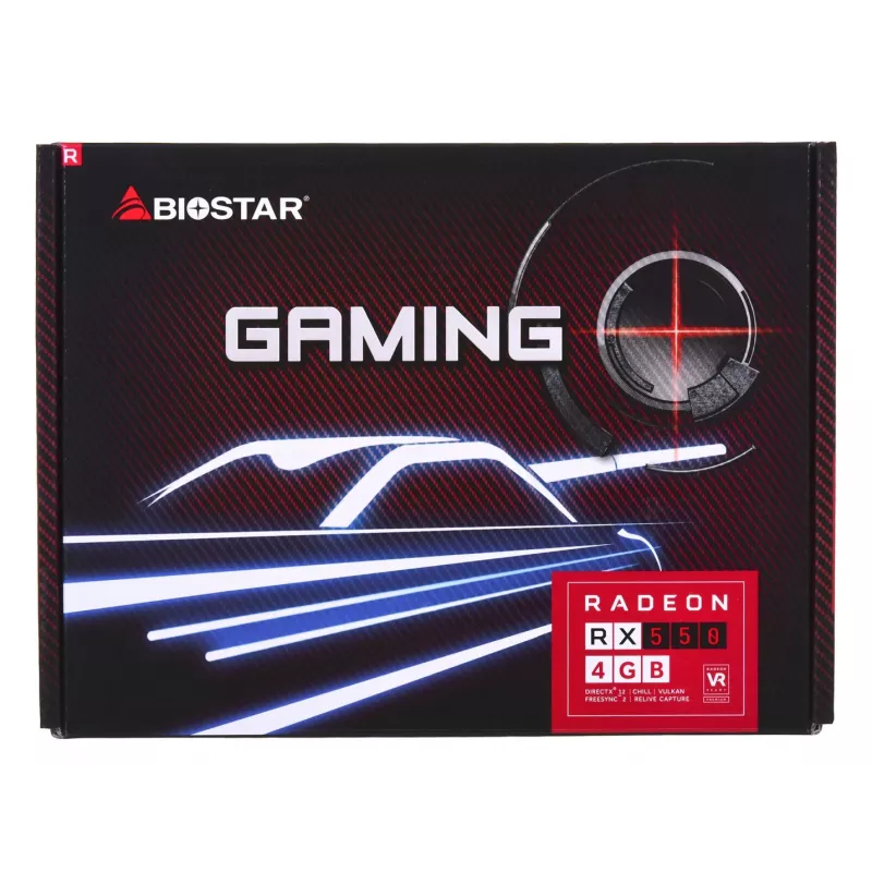 Grafikas karte BIOSTAR Radeon RX 550 4 GB GDDR5, 1100 MHz GPU, 6000 MHz atmiņa, 128 bitu, PCIe 3.0, viens ventilators