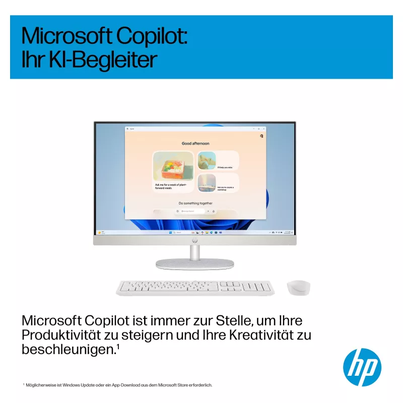HP AI 27-cr2275ng - Viss vienā (pilnīgs risinājums) - Core Ultra 7 255U - RAM 16 GB - SSD 512 GB - NVMe - Intel Graphics - 1GbE, Bluetooth 5.3, Wi-Fi 6 - WLAN: 802.11a/b/g/n/ac/ax,