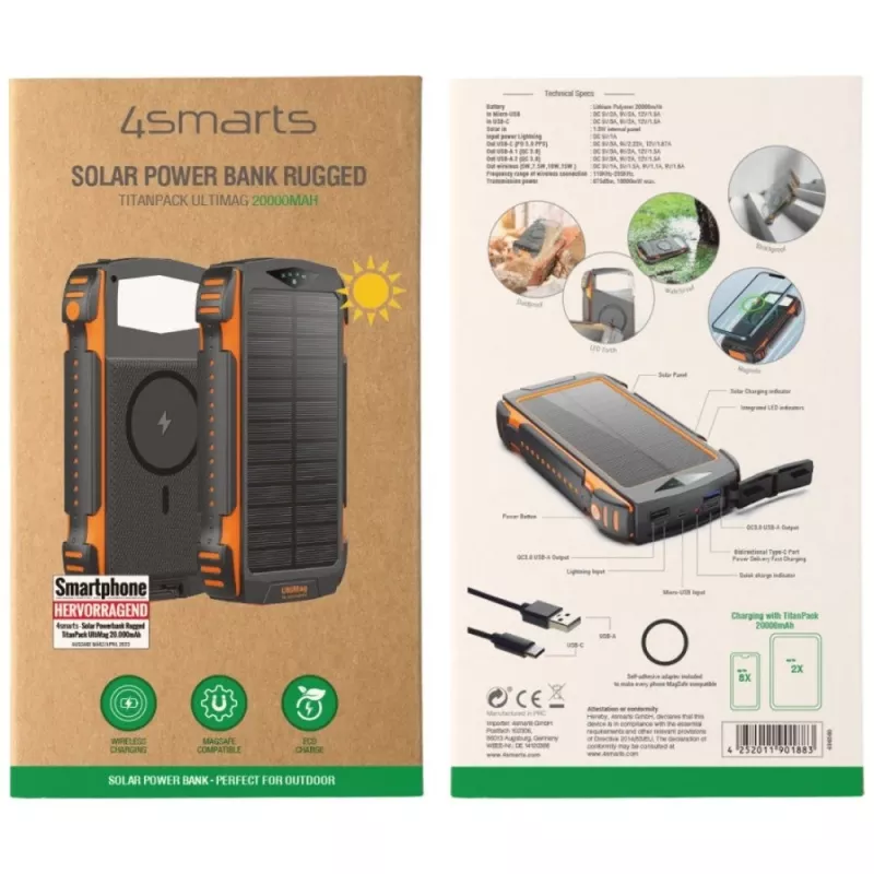 Pārnēsājams akumulators 4smarts TitanPack UltiMag 20000 mAh