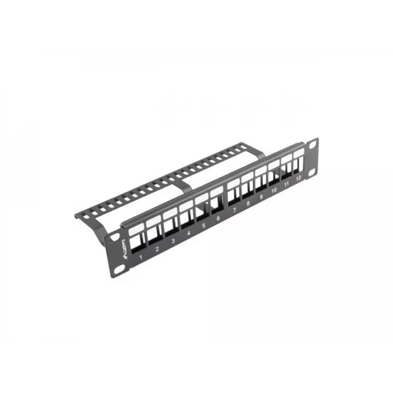 Rack aizklāšanas panelis LANBERG PPKS-9112-B, 12 portu, 1U, metāla, pelēks, 254×44,5×99,3 mm