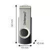 Intenso USB zibatmiņa Office Line, 64 GB, USB-A, 3.2 Gen 1x1, melns-sudraba, 64 GB, USB Type-A, 3.2 Gen 1 (3.1 Gen 1), grozāms gredzens, Melna, Sudraba