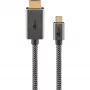 USB pītais adaptera kabelis, USB-C spraudnis > HDMI spraudnis, 4K / 60 Hz (melns/sudraba, 2 metri)