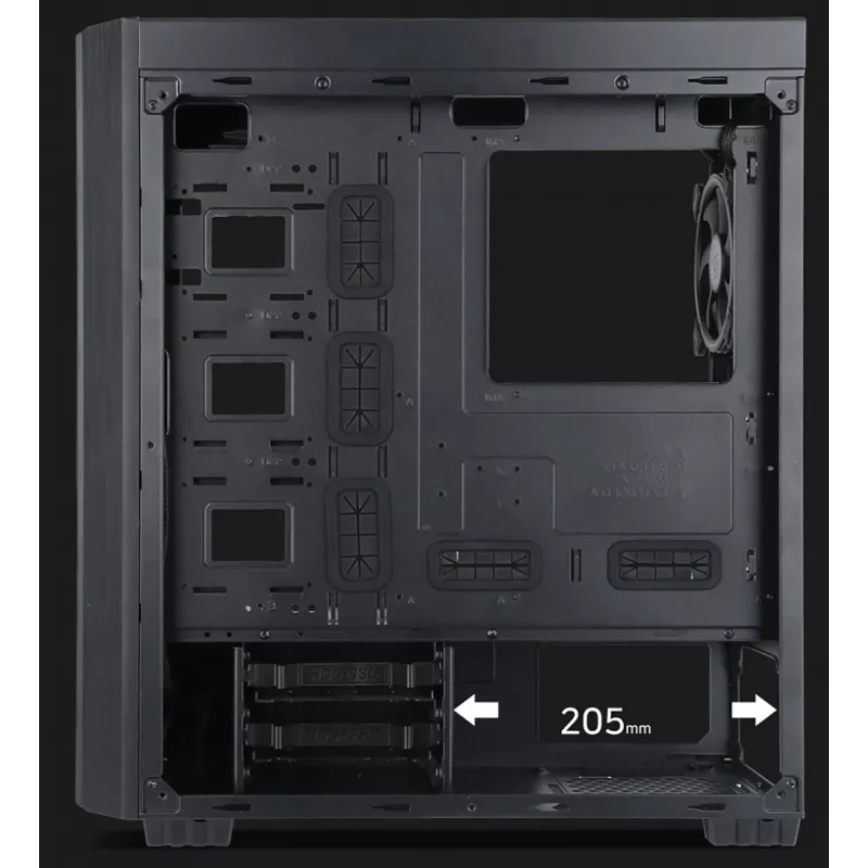 Gembird Fornax K500 ATX datora korpuss, Midi Tower, Melns