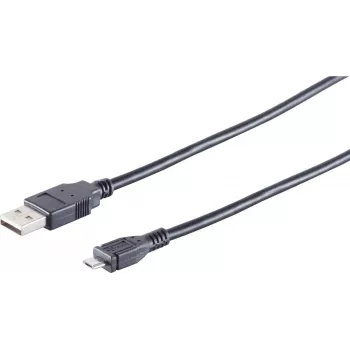 USB kabelis S/CONN 14-11015 0,5 m USB A uz Micro-USB B, melns