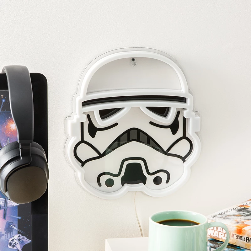 Pie sienas stiprināms LED neona gaismeklis Paladone Stormtrooper modelis PP14595SWVN, dekoratīvs Zvaigžņu karu apgaismojums