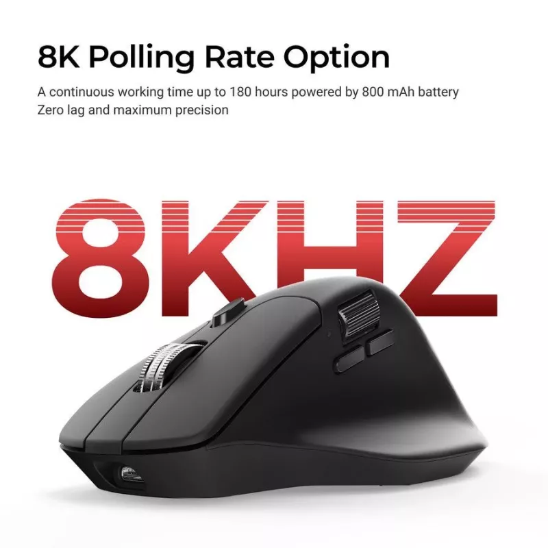 pele Keychron M6 Right-hand Universal — Optical, RF Wireless + Bluetooth + USB-C, 30000 DPI, Melns