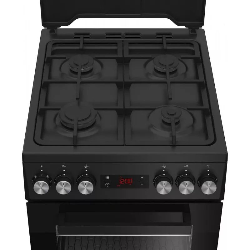 Brīvi stāvoša plīts BEKO FSM52331DBDS, gāzes plīts virsma 4 degļi (2900/2000/2000/1000 W), elektriskā cepeškrāsns 60 L, 60 cm, energoefektivitātes klase A, melna