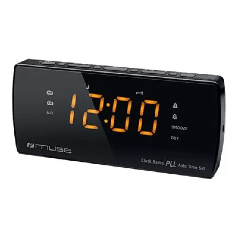 Modinātājradio Muse M-185 CR — FM/MW, 0,9 collu LED displejs, AC 230V ar AAA bateriju rezerves barošanu, melns