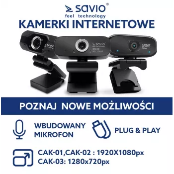 Savio interneta kamera tīmekļa kamera USB Full HD ar iebūvētu mikrofonu