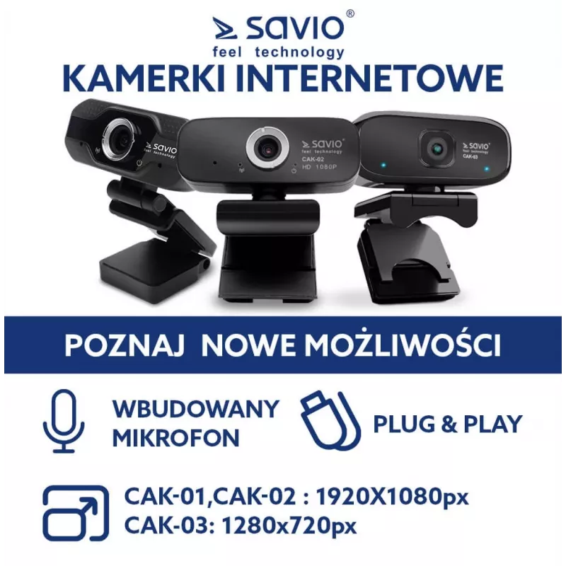 Savio interneta kamera tīmekļa kamera USB Full HD ar iebūvētu mikrofonu