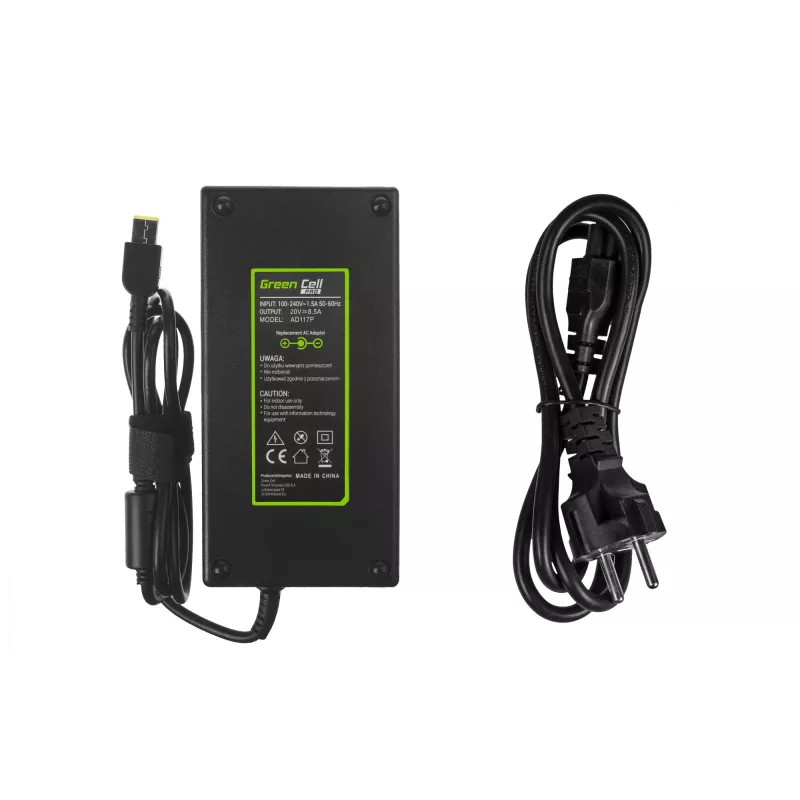 Strāvas adapteris zaļa Cell AD117P 170W 20V 8.5A Lenovo klēpjdatoriem, iekštelpu maiņstrāvas-līdzstrāvas, melns