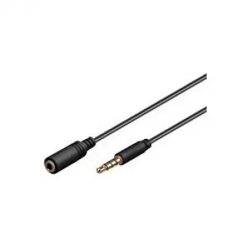Wentronic Goobay 3,5 mm ligzdas pagarinātāja kabelis, melns, 1 m - 3,5 mm ligzdas spraudnis (4 kontaktu, stereo) > 3,5 mm ligzdas ligzda (4 kontaktu, stereo) (62477)