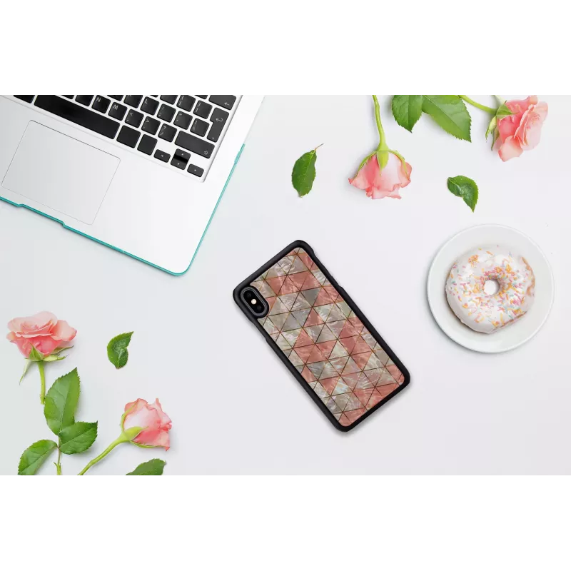 Aizsargājošs viedtālruņa maciņš iKins iPhone XS Max — dimanta raksts, melns