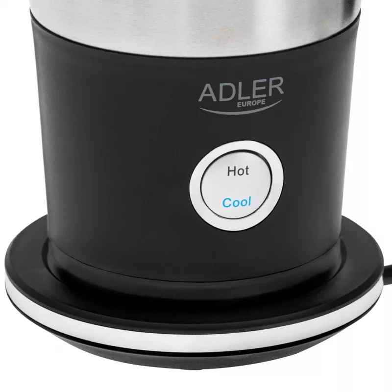 Automātiskais piena putotājs Adler AD 4497 — nerūsējošais tērauds, 600 W, putas 120 ml / silts 300 ml, karsts un auksts