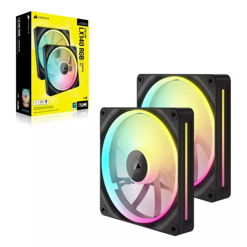 CORSAIR iCUE Link LX140 ARGB 140 mm korpusa ventilatori - 2 gab. komplekts, melns