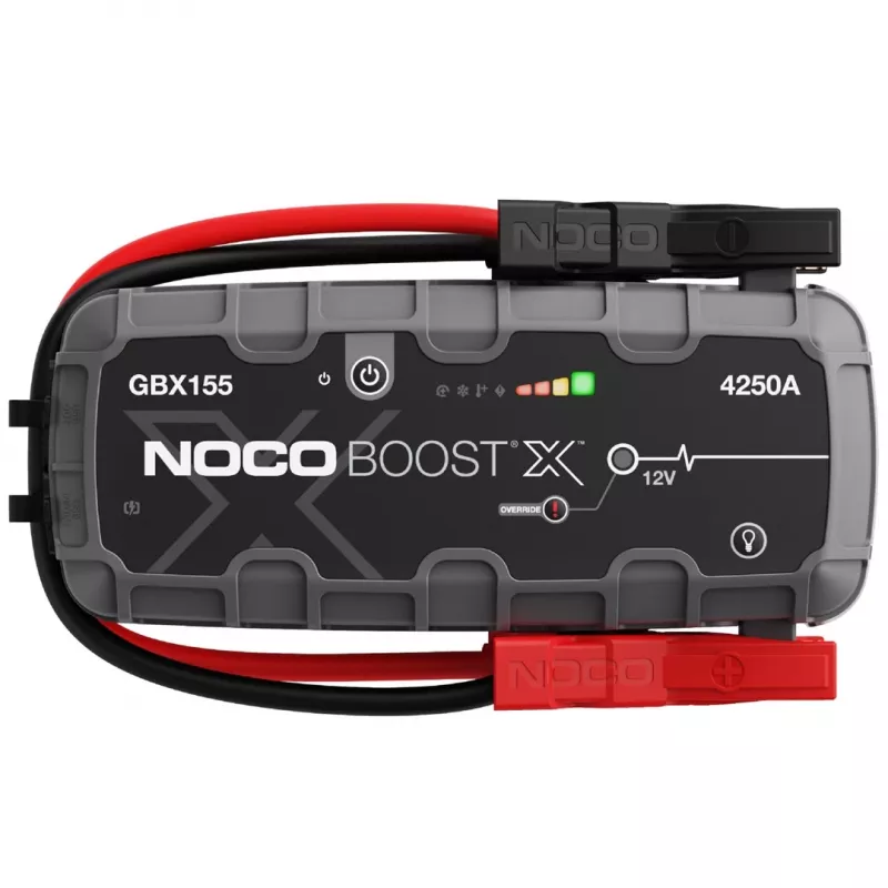 Transportlīdzekļa starteris NOCO GBX155, 4250 A izeja, 99 Wh Li‑Ion, 60 W uzlāde, IP65, iebūvēts 500 lm LED lukturis