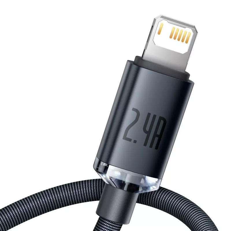 Baseus Crystal Shine kabelis USB uz Lightning, 2.4A, 1.2m (melns)