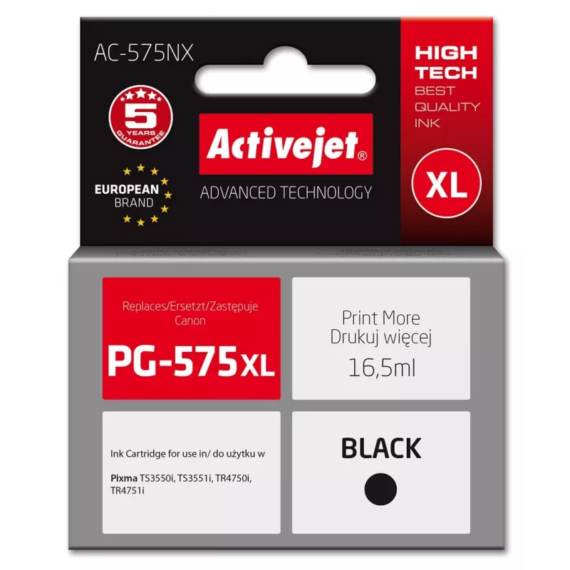 Activejet AC-575NX tinte Canon printerim, aizstāj Canon PG-575XL; Supreme; 16,5 ml; melna