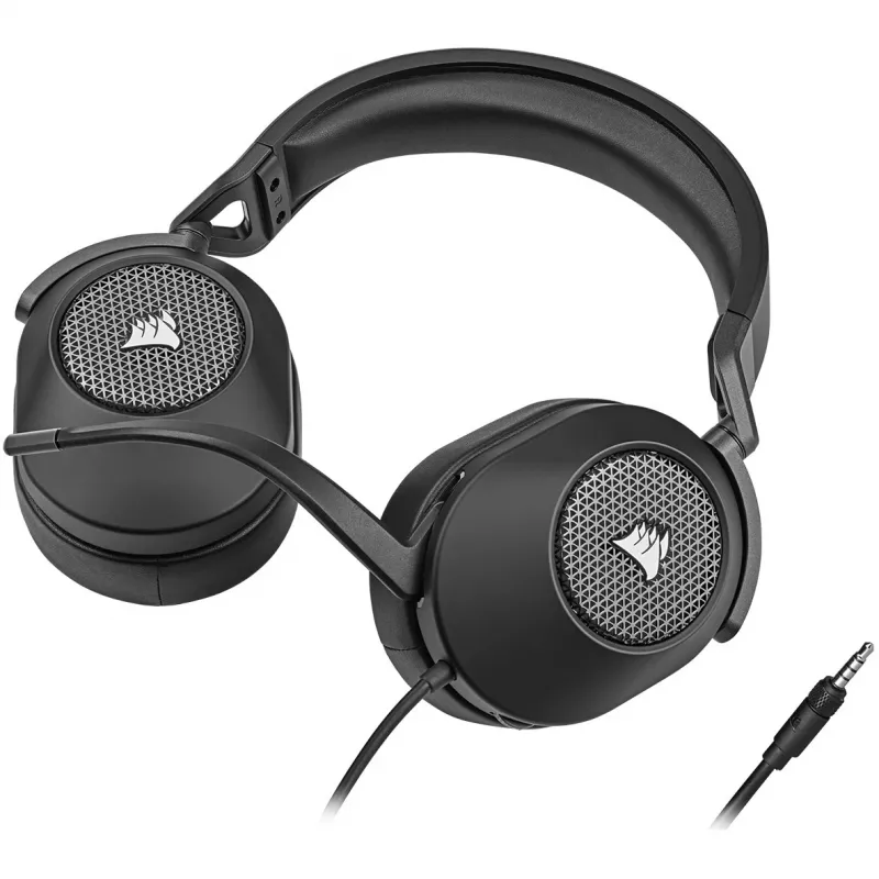 Austiņas CORSAIR HS65 SURROUND vadu spēļu austiņas, supra-aural, 3,5 mm + USB adapteris, 32 Ω, 282 g, oglekļa
