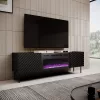 TV skapītis Cama Meble ONDA ar elektrisko kamīnu 1805×400×580 mm, melns, skaidu plātnes virsma (stāvošs vai pie sienas stiprināms)