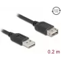 USB A uz USB A kabelis DELOCK 81510 — USB 2.0, 0,2 m, melns