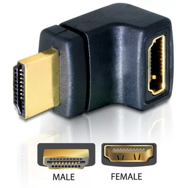 HDMI savienotājs DeLOCK 65072 HDMI spraudnis uz HDMI ligzdu 90° uz augšu