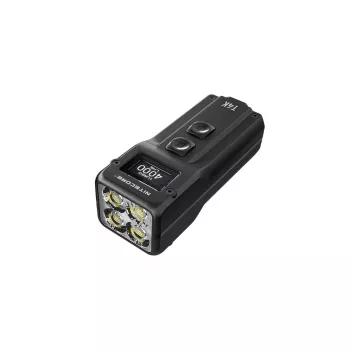 Atslēgu piekariņa lukturītis Nitecore T4K — 4 gaismas diodes, 1000 lm, uzlādējams caur USB, IP54, triecienizturīgs, 82,3 mm, 77 g