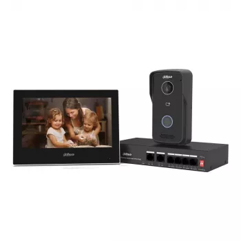 Video durvju sakaru komplekts DAHUA KTP03 7 collu monitors, 2 vadu savienojums, PoE, 1024x600, 2MP kamera