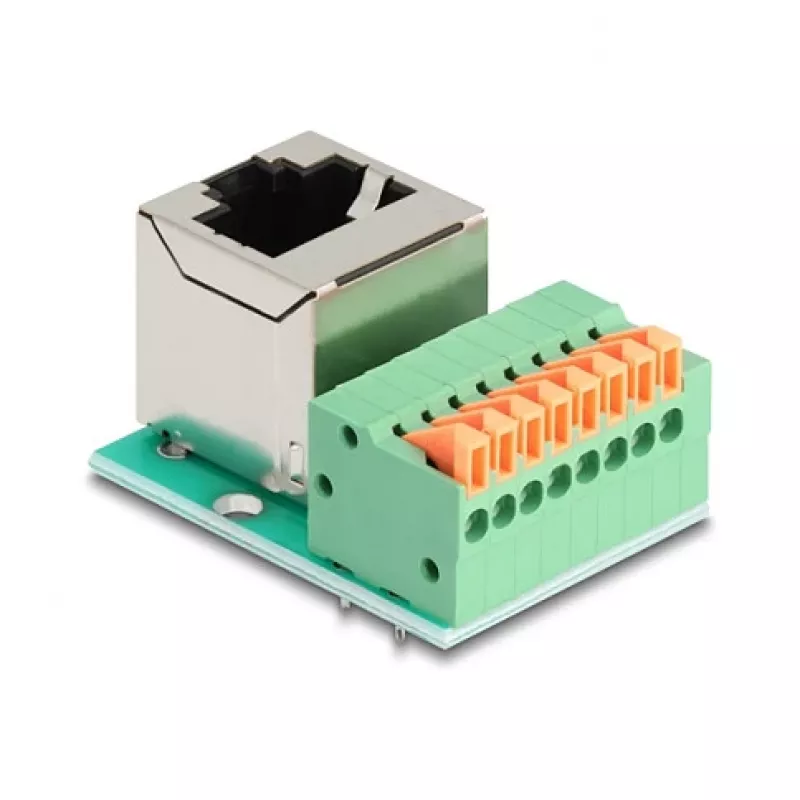 DeLOCK 90653 savienotāju adapteris RJ45 8 kontaktu spaiļu bloks zaļš sudrabains