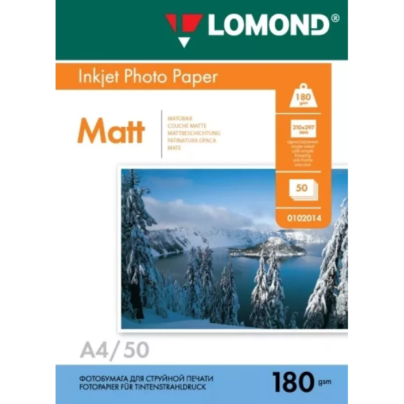 Lomond Photo Inkjet Paper Matte 180 g/m2 A4, 50 loksnes