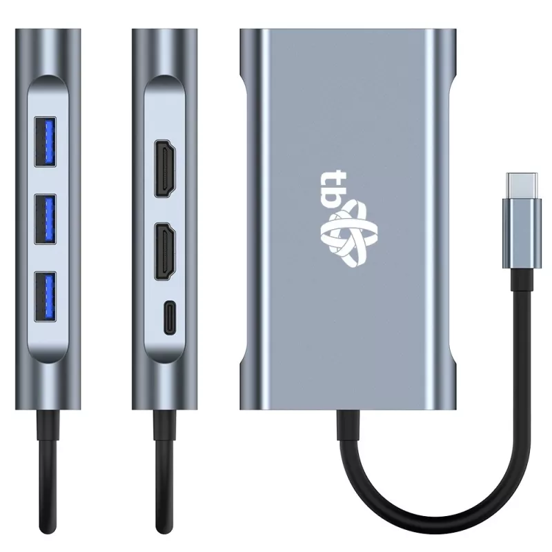 HUB 8-in-1 adapteris USB-C HDMI x2 USB VGA RJ45 PD