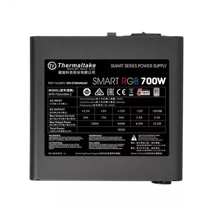 Barošanas bloks Smart 700W RGB, 80PLUS, 230V EU, 2xPEG, 120mm, Single Rail