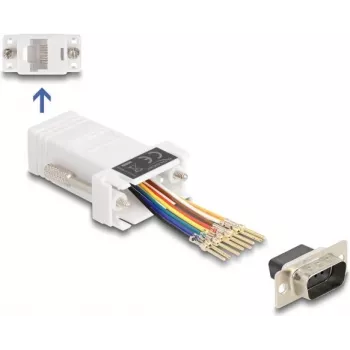 DeLOCK D-Sub 9 kontaktu vīrišķais savienotājs uz RJ45 ligzdu montāžas komplekts balts VGA RJ-45