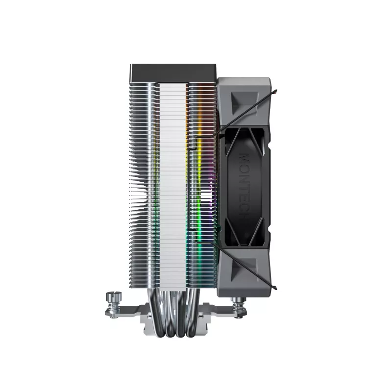 Gaisa dzesētājs Montech NX400 ARGB, 120 mm ventilators, FDB, 800–1950 RPM, TDP 270 W, melns