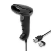 Rokas svītrkodu lasītājs QOLTEC 50868 — 1D/2D lāzera skeneris, USB vadu un bezvadu, darba attālums 600 mm, melns