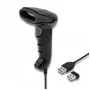 Rokas svītrkodu lasītājs QOLTEC 50868 — 1D/2D lāzera skeneris, USB vadu un bezvadu, darba attālums 600 mm, melns
