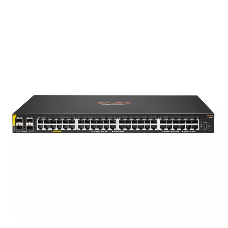HPE Aruba Networking CX 6000 48G Class4 PoE 4SFP 370W pārvaldīts L3 Gigabit Ethernet (10/100/1000) Power over Ethernet (PoE) 1U