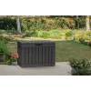 Āra glabāšanas kaste Keter Kentwood 190L — 190 litri, grafīta krāsa, paceļams vāks, 823×457×577 mm