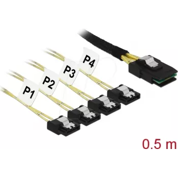 DeLOCK 85800 Mini SAS SFF-8087 kabelis 0,5m Melns