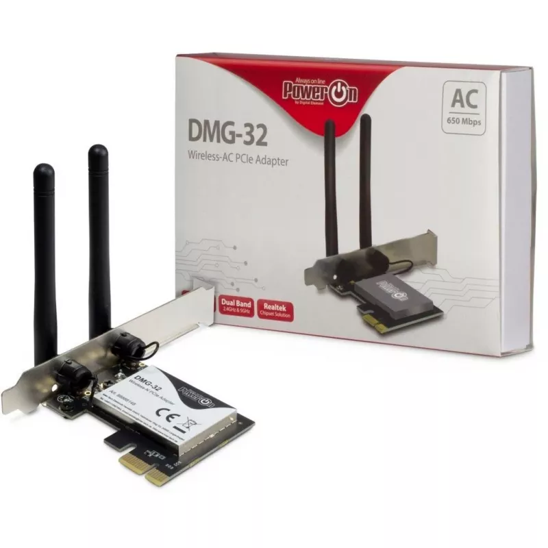 Inter-Tech DMG-32 - Iebūvēts - Bezvadu - PCI Express - Wi-Fi - 650 Mbit/s - Melns - Sudraba (88888148)