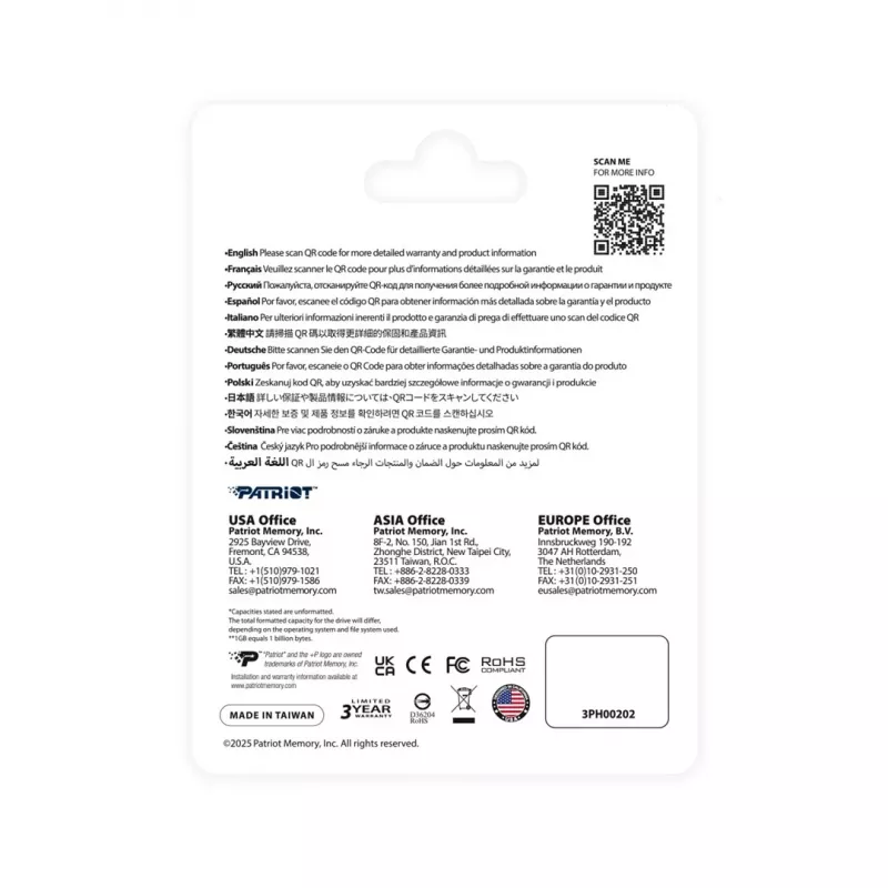 USB zibatmiņa PATRIOT PS128GT560DS5D 128GB USB 3.2 (USB-A / USB-C) grozāma, cinka sakausējuma, sudraba