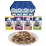 Mitrā kaķu barība PREVITAL Cat Food Mix 4 Flavors — Vistas, teļa gaļas, laša, mājputnu, 96 x 100 g paciņas (9,6 kg, pieaugušiem kaķiem)